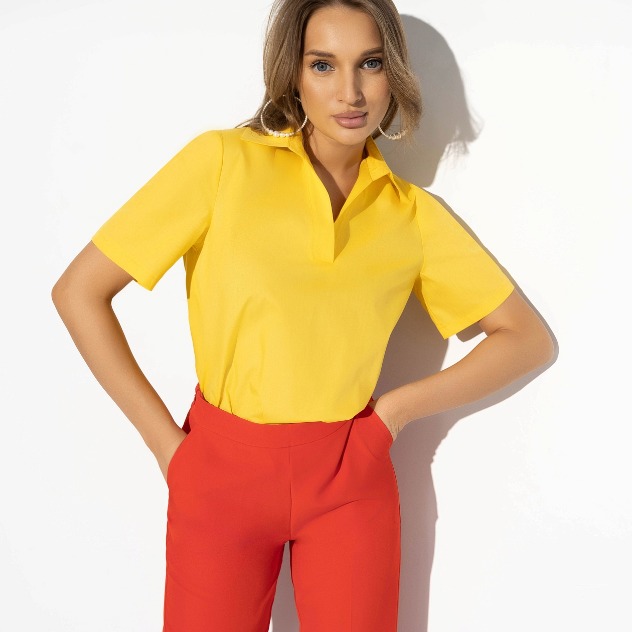 Блуза Элегантный замысел. Состав: 65% хлопок, 30% п/э, 5% эластан