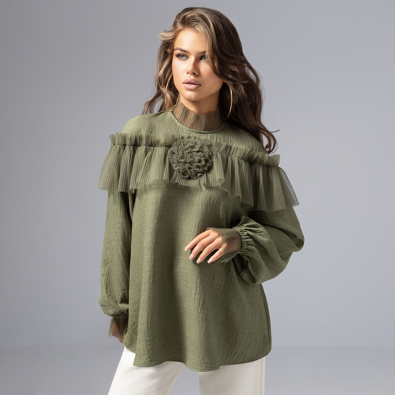 Блуза Мелодия сердца. Состав: 65% п/э, 30% вискоза, 5% спандекс