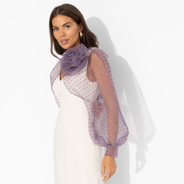 Болеро Деловой взгляд (сиреневое, с брошкой) 