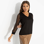 Блуза Попала в сказку (black). Состав: 65% п/э, 30% вискоза, 5% стрейч