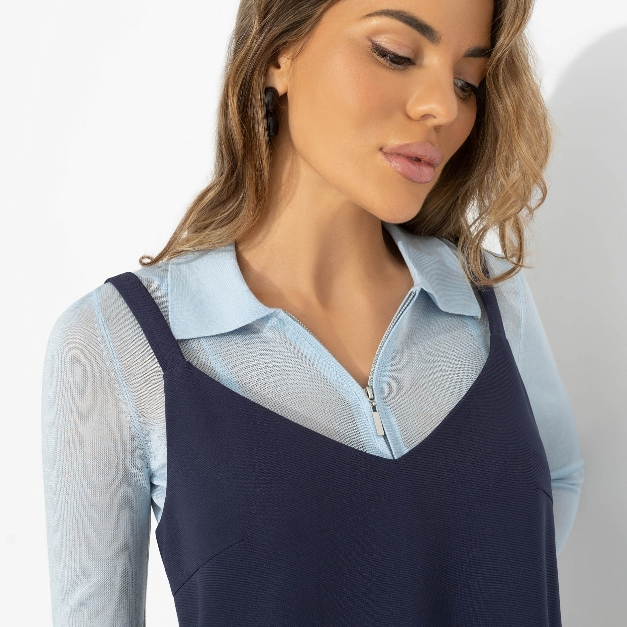 Сарафан Для важных свиданий (синий). Состав: 75% полиэстер, 20% вискоза, 5% эластан