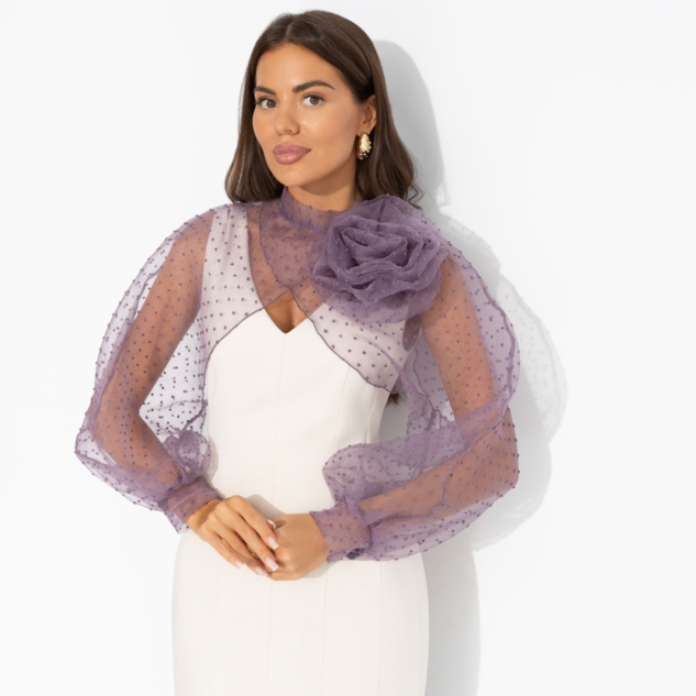 Болеро Деловой взгляд (сиреневое, с брошкой) 