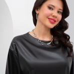 Платье Свободный полет (блэк, с поясом). Состав: 70% п/э, 30% вискоза