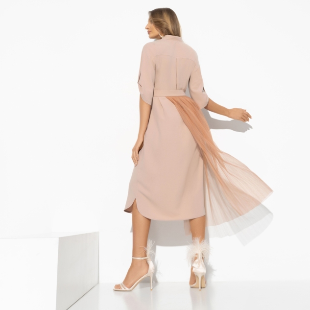 Платье-рубашка Изящный облик (гламур, с баской) 