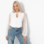 Блуза Вечная привилегия (белая). Состав: 95% полиэстер, 5% спандекс