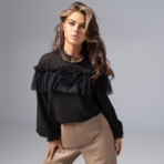 Блуза Мелодия сердца (ночь). Состав: 98% п/э, 2% спандекс