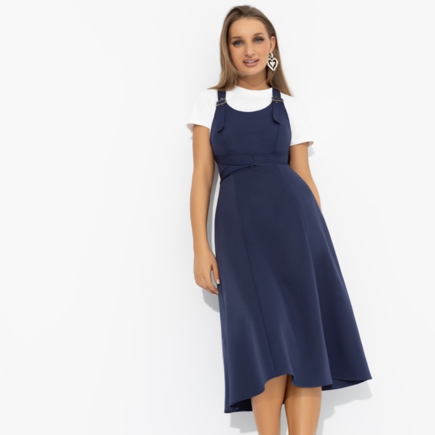Сарафан Смелее, чем вчера (синий, с поясом) 