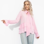 Блуза Стильный нюанс (розовая). Состав: 95% полиэстер, 5% эластан