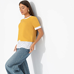 Футболка Романтика с перчинкой (горчичная). Состав: 80% п/э, 15% лен, 5% эластан