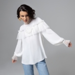 Блуза Мелодия сердца (белая). Состав: 75% полиэстер, 20% вискоза, 5% спандекс