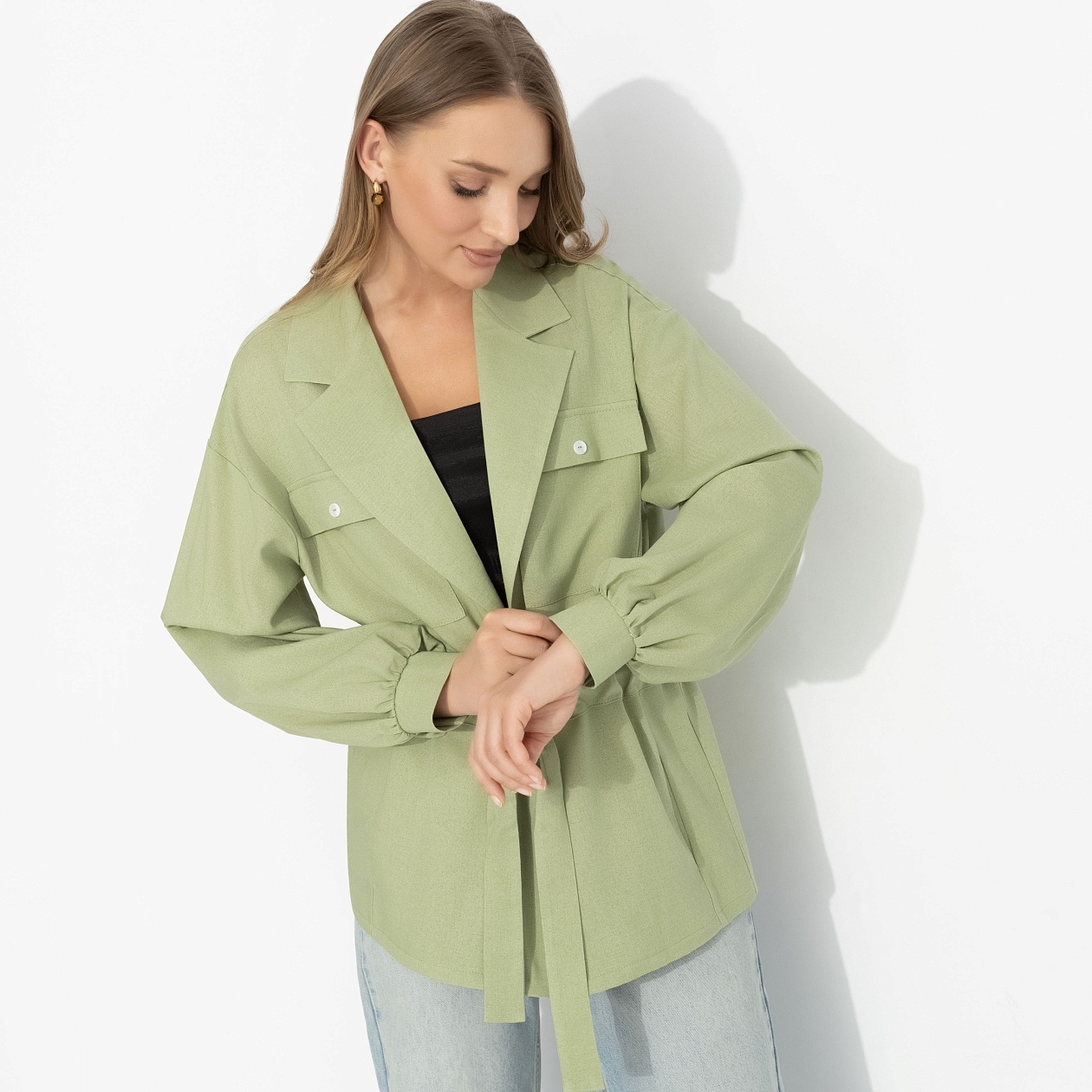 Жакет Чистый стиль (фисташка). Состав: 50% полиэстер, 50% вискоза