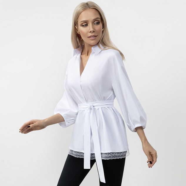 Рубашка Тонко и смело (стильная, с поясом) 