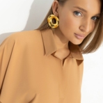 Блуза Твой личный тренд (бежевая). Состав: 96% полиэстер, 4% эластан