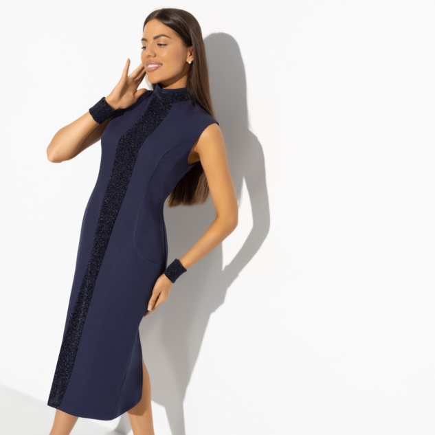 Платье-футляр Поцелуй удачи (night, с манжетами) 