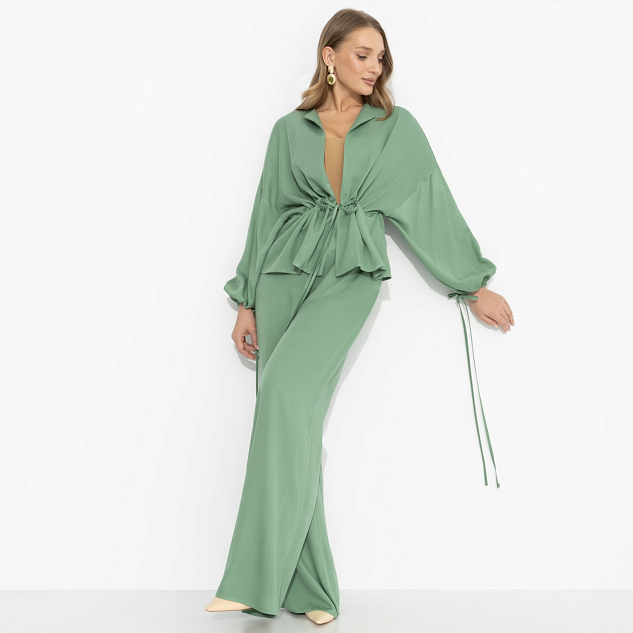 Брючный костюм Серьезная леди (2 в 1, шалфей) 