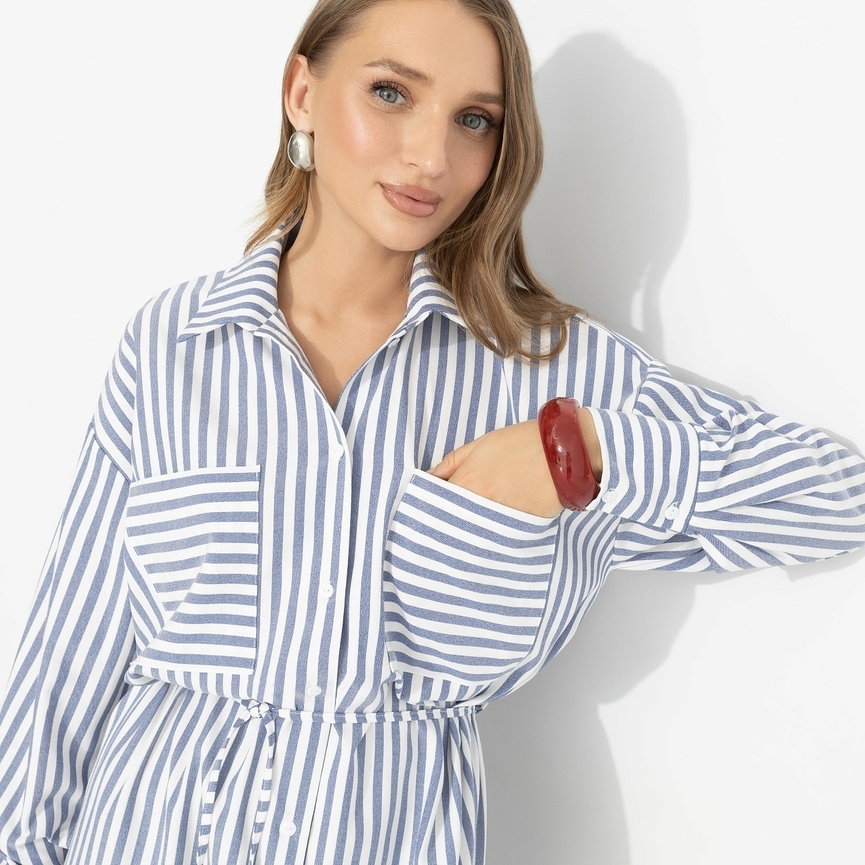 Платье-рубашка В самое сердце (тренд). Состав: 65% п/э, 30% вискоза, 5% эластан