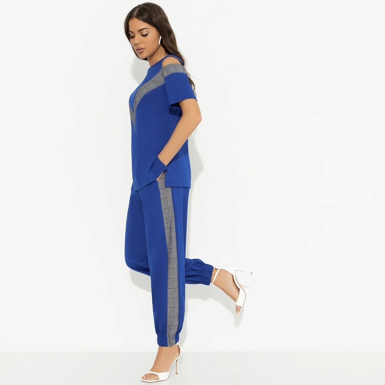 Брючный комплект Нешуточная конкуренция (blue, 2 в 1). Состав: 65% полиэстер, 30% вискоза, 5% спандекс