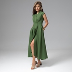 Платье Секреты утонченности (травяное). Состав: 40% полиэстер, 27% вискоза, 23% лён, 10% хлопок