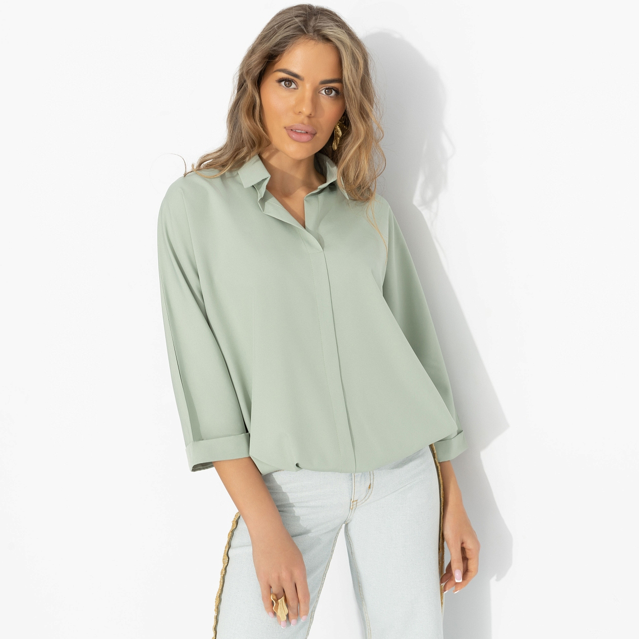 Блуза Твой личный тренд (хаки). Состав: 95% п/э, 5% эластан