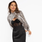 Болеро Деловой взгляд (леопардовое, с брошкой). Состав: 100% полиэстер