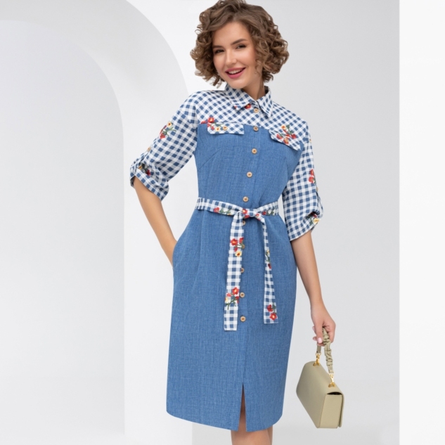 Платье Серьезный аргумент (деним, с поясом) 