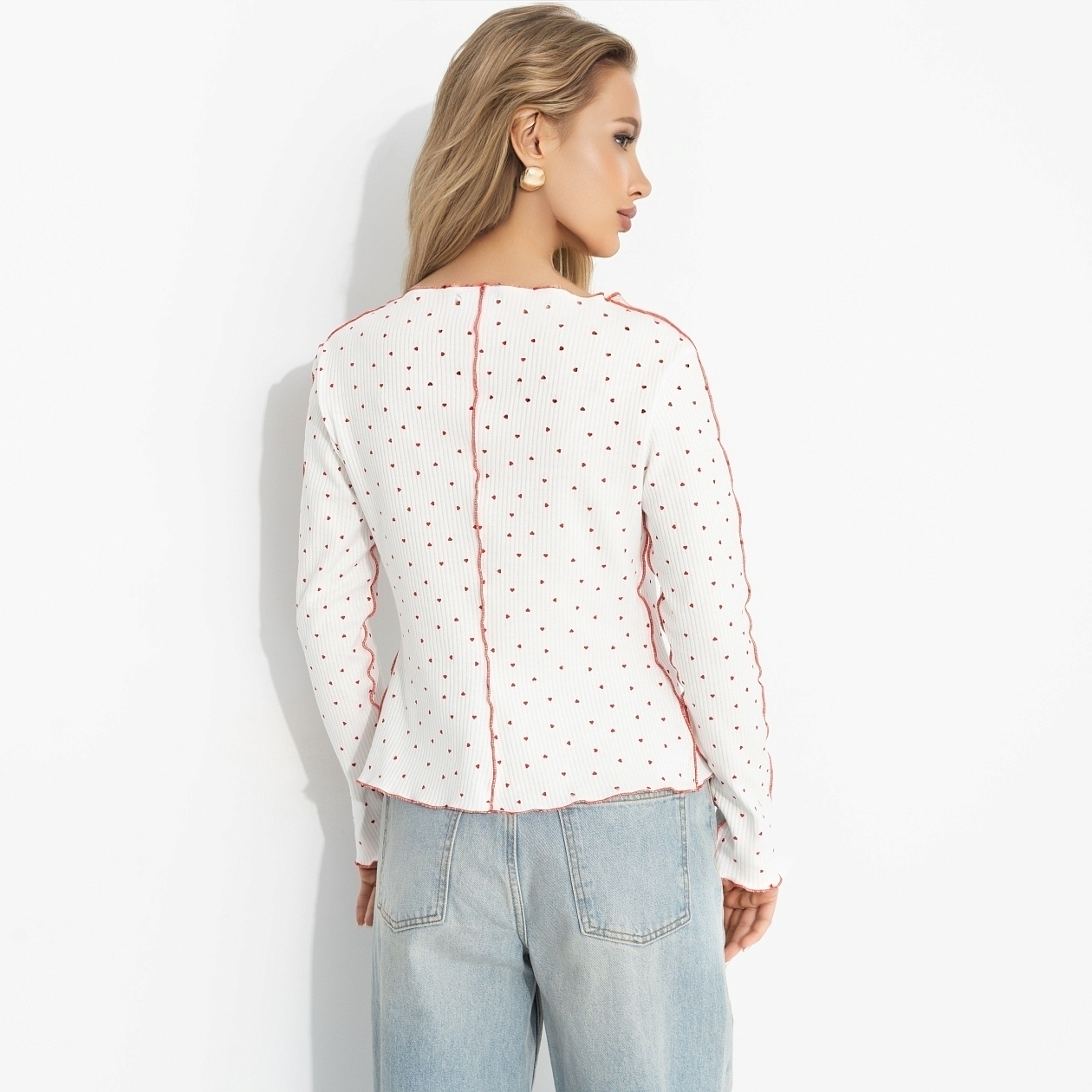 Лонгслив Громкий тренд (нежное чувство). Состав: 97% хлопок, 3% лайкра