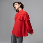 Блуза Мелодия сердца (красная). Состав: 65% п/э, 30% вискоза, 5% спандекс