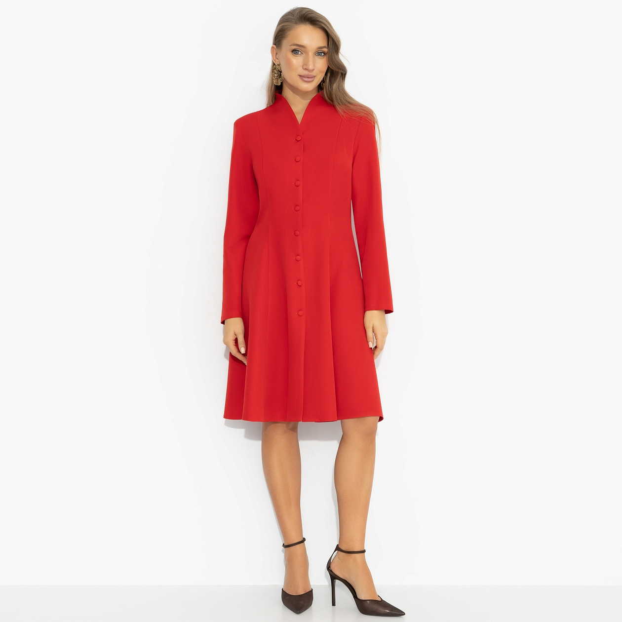 Платье Ревную себя (скандально-красное). Состав: 95% полиэстер, 5% эластан