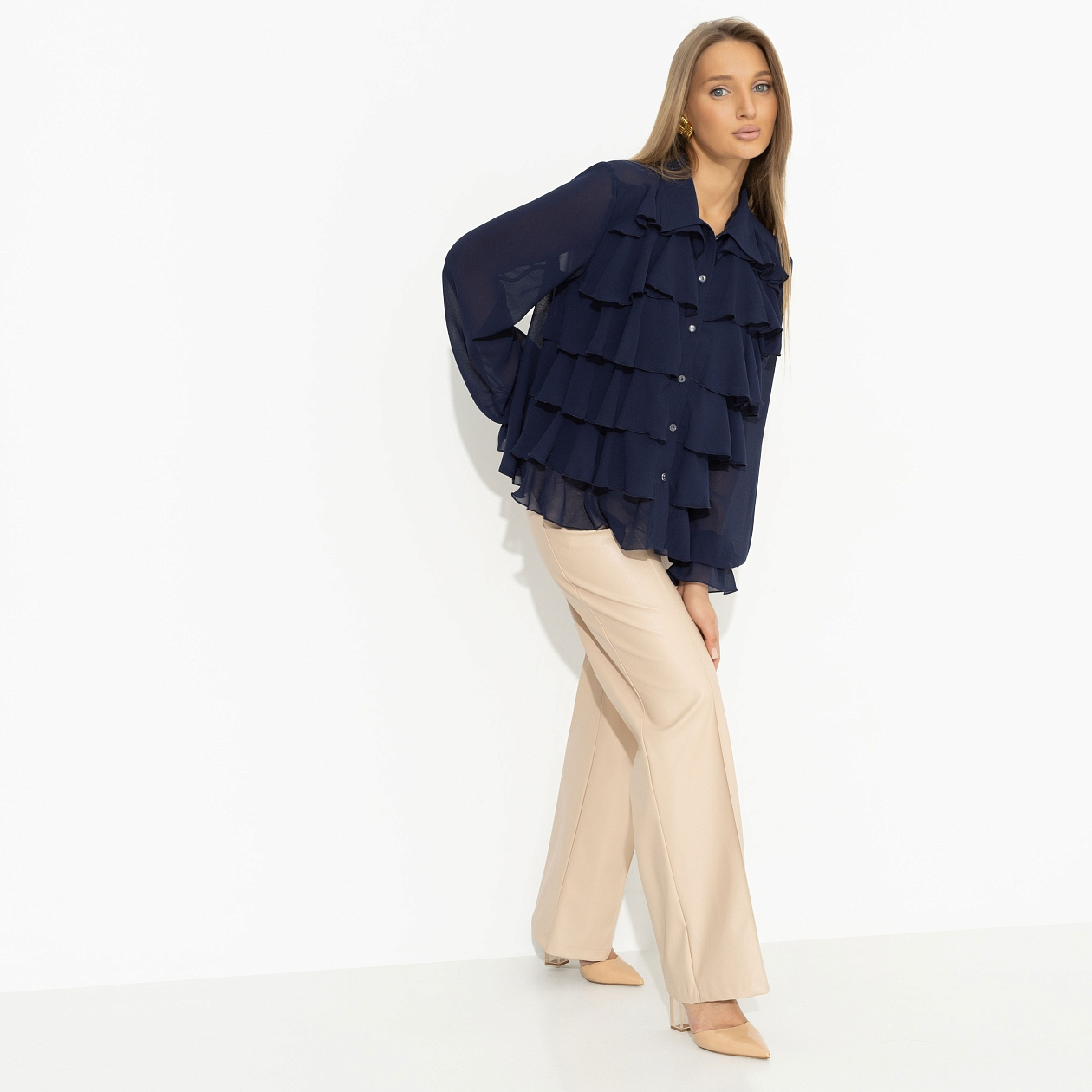 Блуза Гипнотический стиль (синяя). Состав: 100% полиэстер