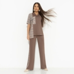 Брючный костюм Современная утонченность (brown, 2 в 1). Состав: 55% полиэстер, 40% вискоза, 5% спандекс