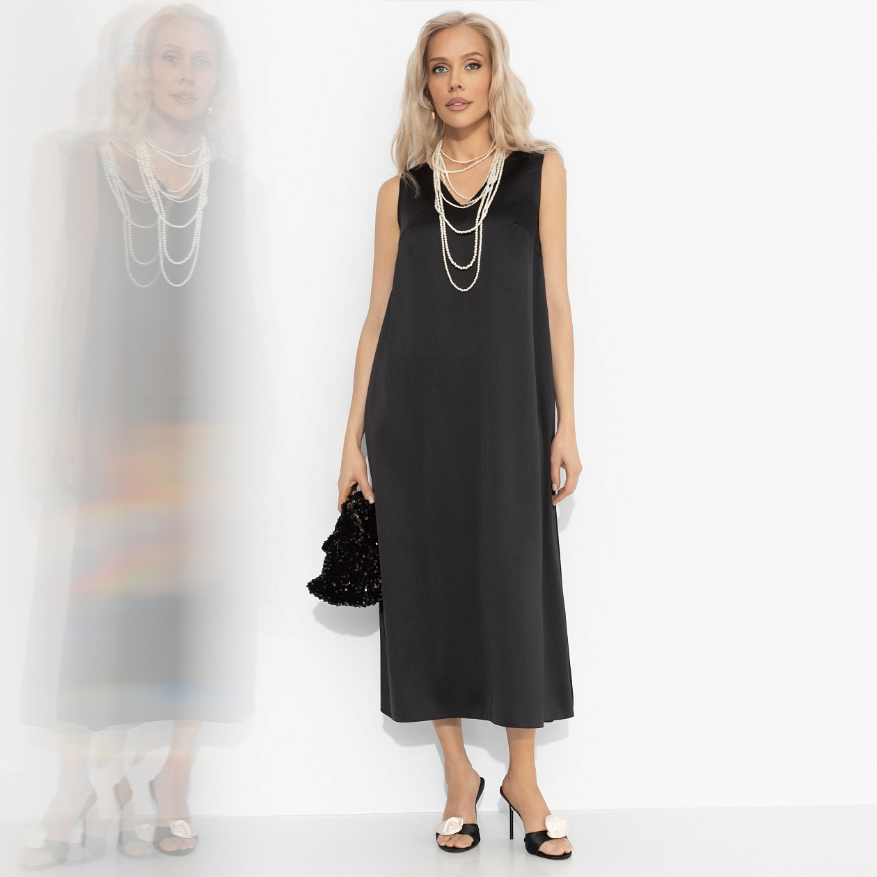 Платье Стройность в комплекте. Состав: 65% полиэстер, 30% вискоза, 5% эластан