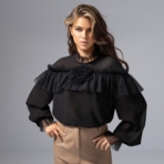 Блуза Мелодия сердца (ночь). Состав: 98% п/э, 2% спандекс