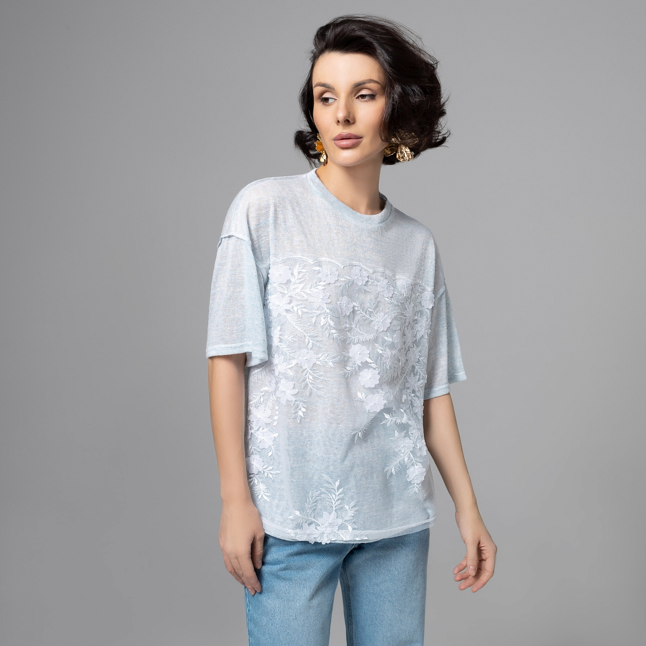 Футболка Буду тебе сниться (голубой меланж). Состав: 65% п/э, 30% вискоза, 5% спандекс