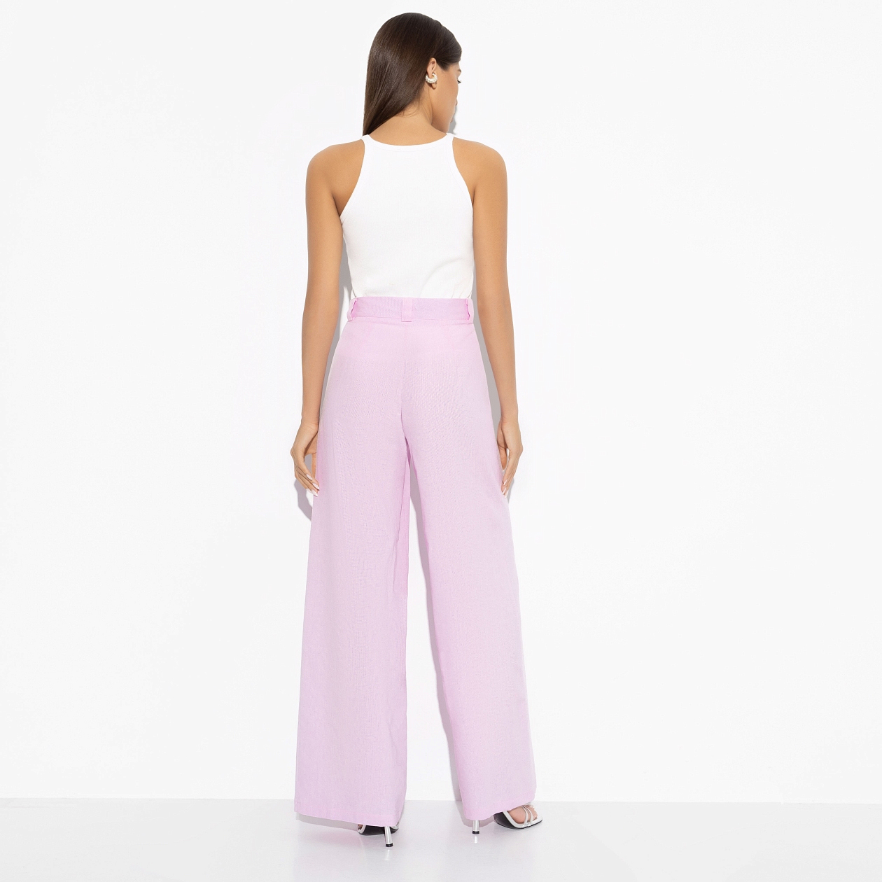 Брюки На седьмом небе. Состав: 40% полиэстер, 27% вискоза, 23% лён, 10% хлопок