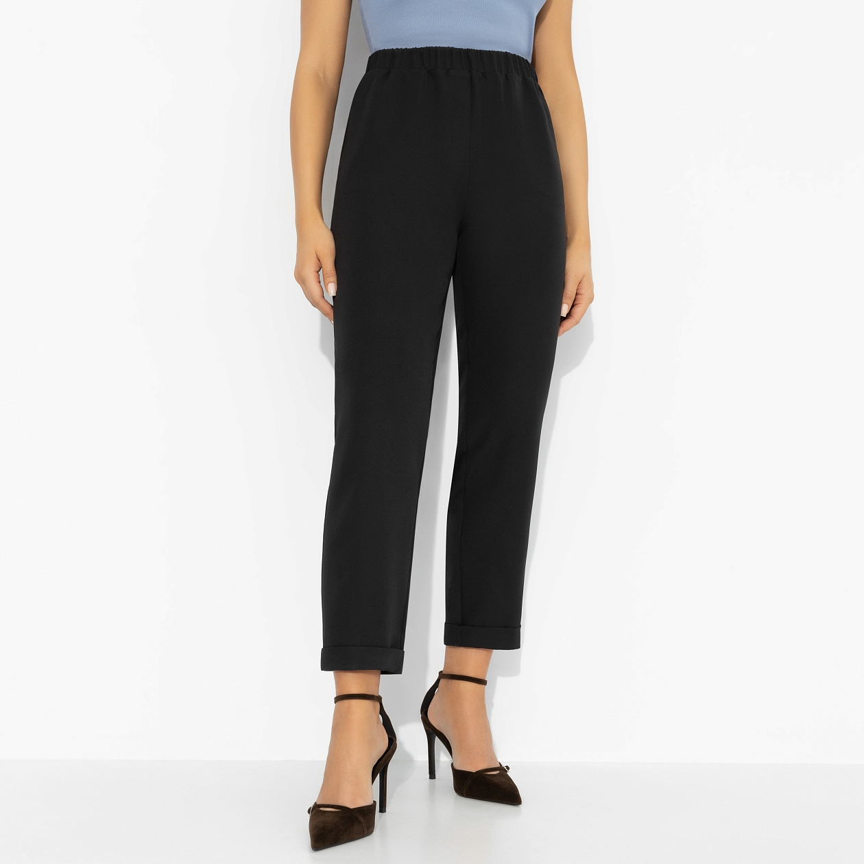 Брюки Модный инстинкт (чёрные). Состав: 95% п/э, 5% эластан