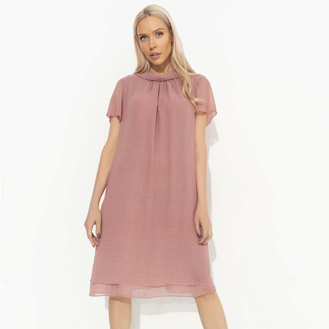 Платье Мечтательная (розовый). Состав: 100% полиэстер