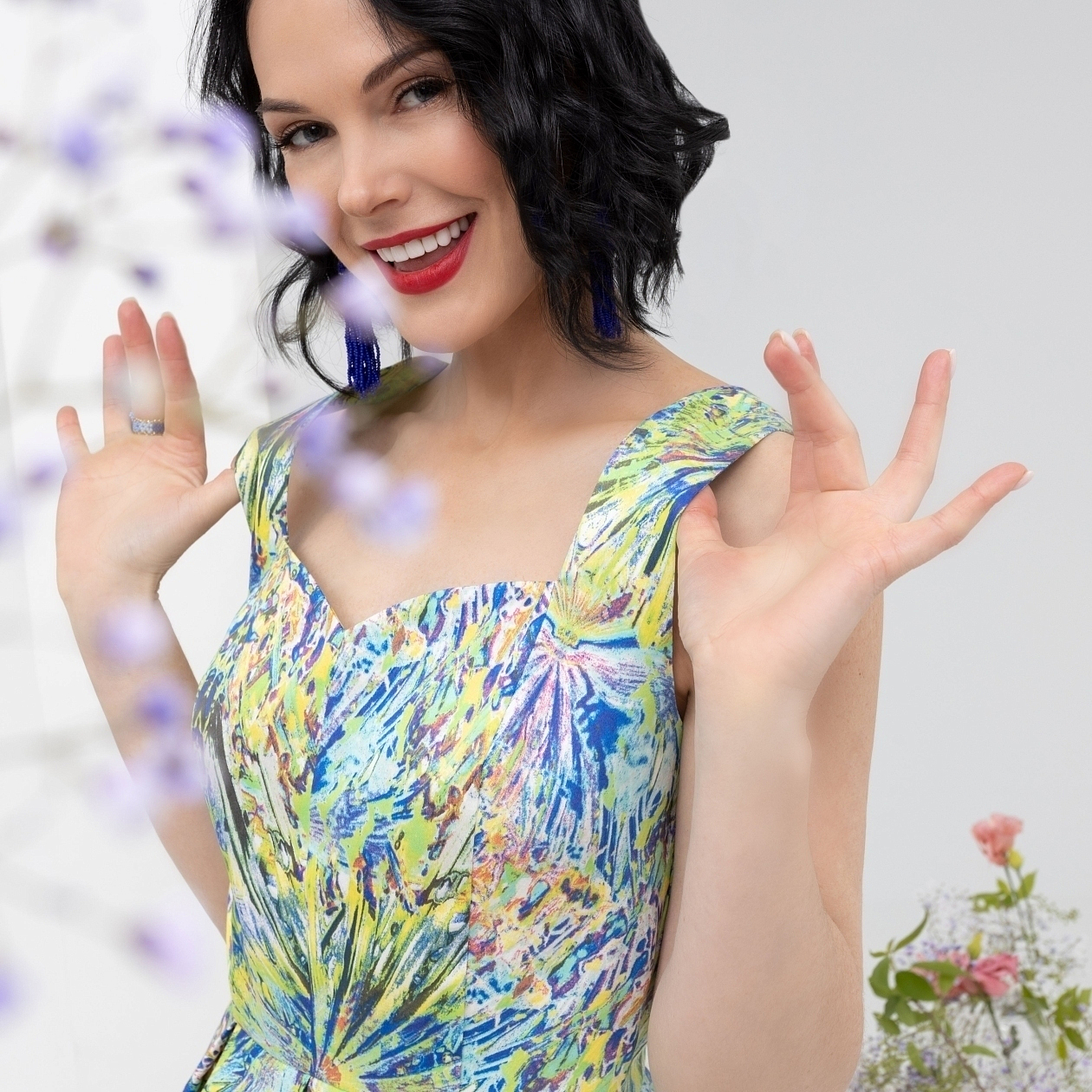 Сарафан Любуюсь в отражение (акварель). Состав: 50% хлопок, 45% п/э, 5% эластан