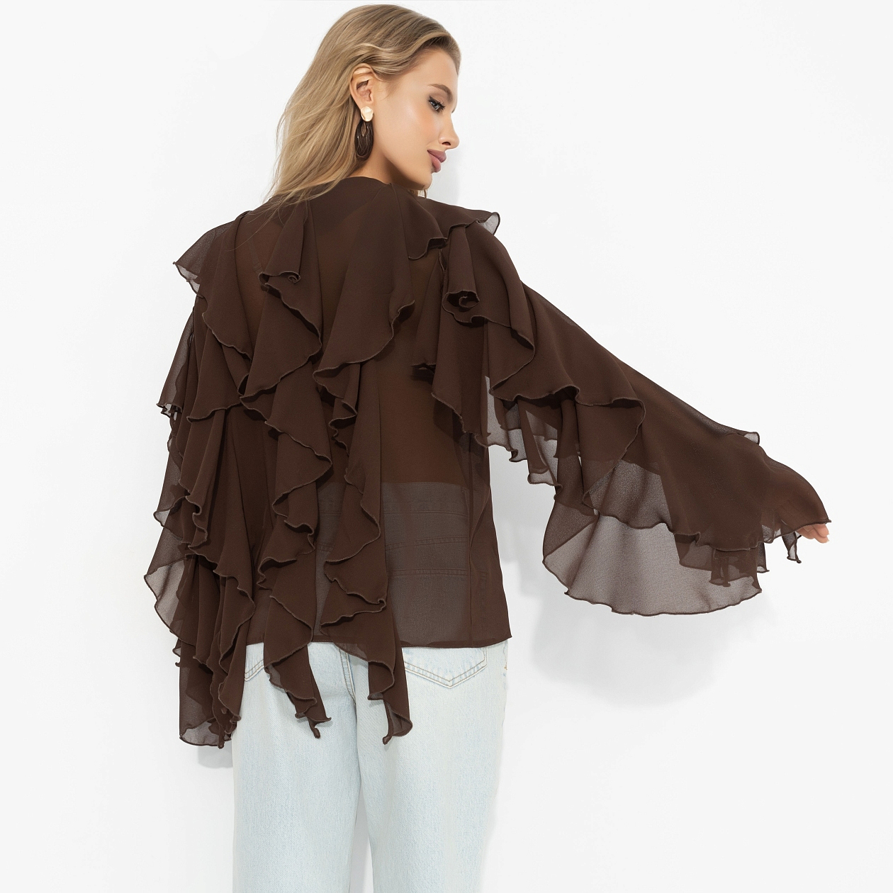 Блуза Прикосновение мечты (брауни). Состав: 95% полиэстер, 5% эластан