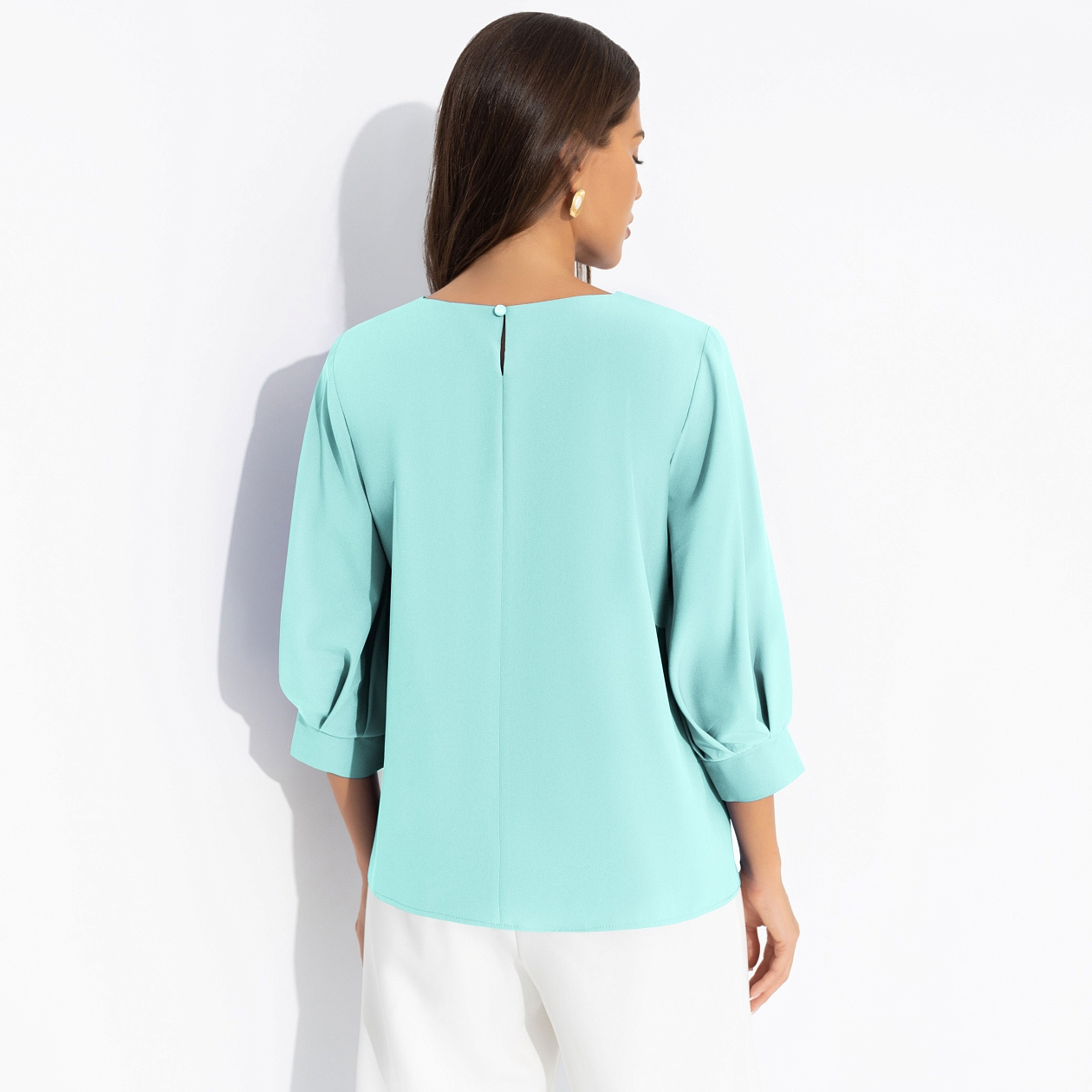 Блуза Предвкушение встречи (тиффани). Состав: 95% п/э, 5% эластан