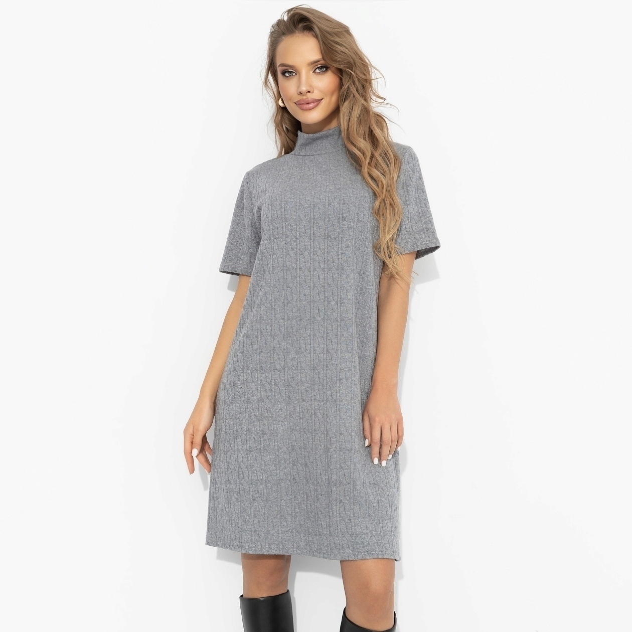 Платье Словно впервые (серое). Состав: 75% нейлон, 22% хлопок, 3% спандекс