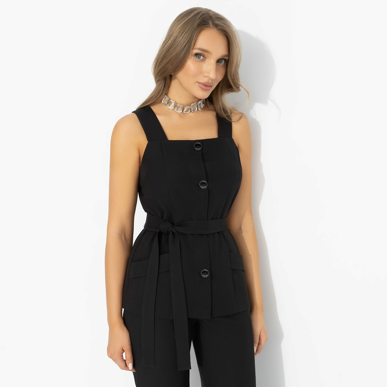 Возьми паузу (чёрный, с поясом). Состав: 95% п/э, 5% эластан