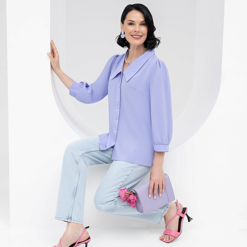 Блуза Дари любовь (сирень). Состав: 65% п/э, 30% вискоза, 5% эластан