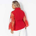 Жакет Даю автограф (алый, с поясом). Состав: 95% п/э, 5% эластан