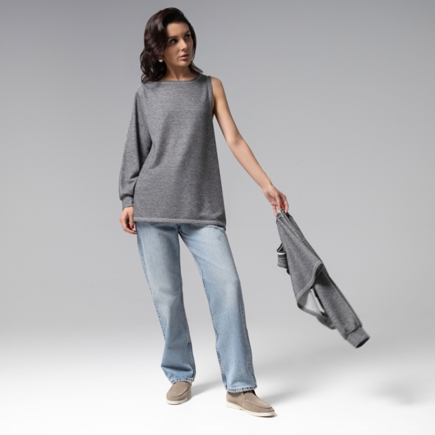 Лонгслив Преданная стилю (grey, 2 в 1) 