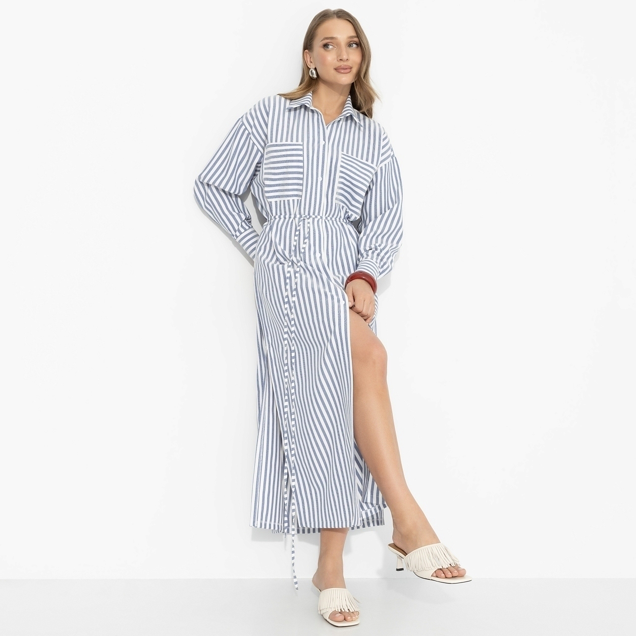 Платье-рубашка В самое сердце (тренд). Состав: 65% п/э, 30% вискоза, 5% эластан