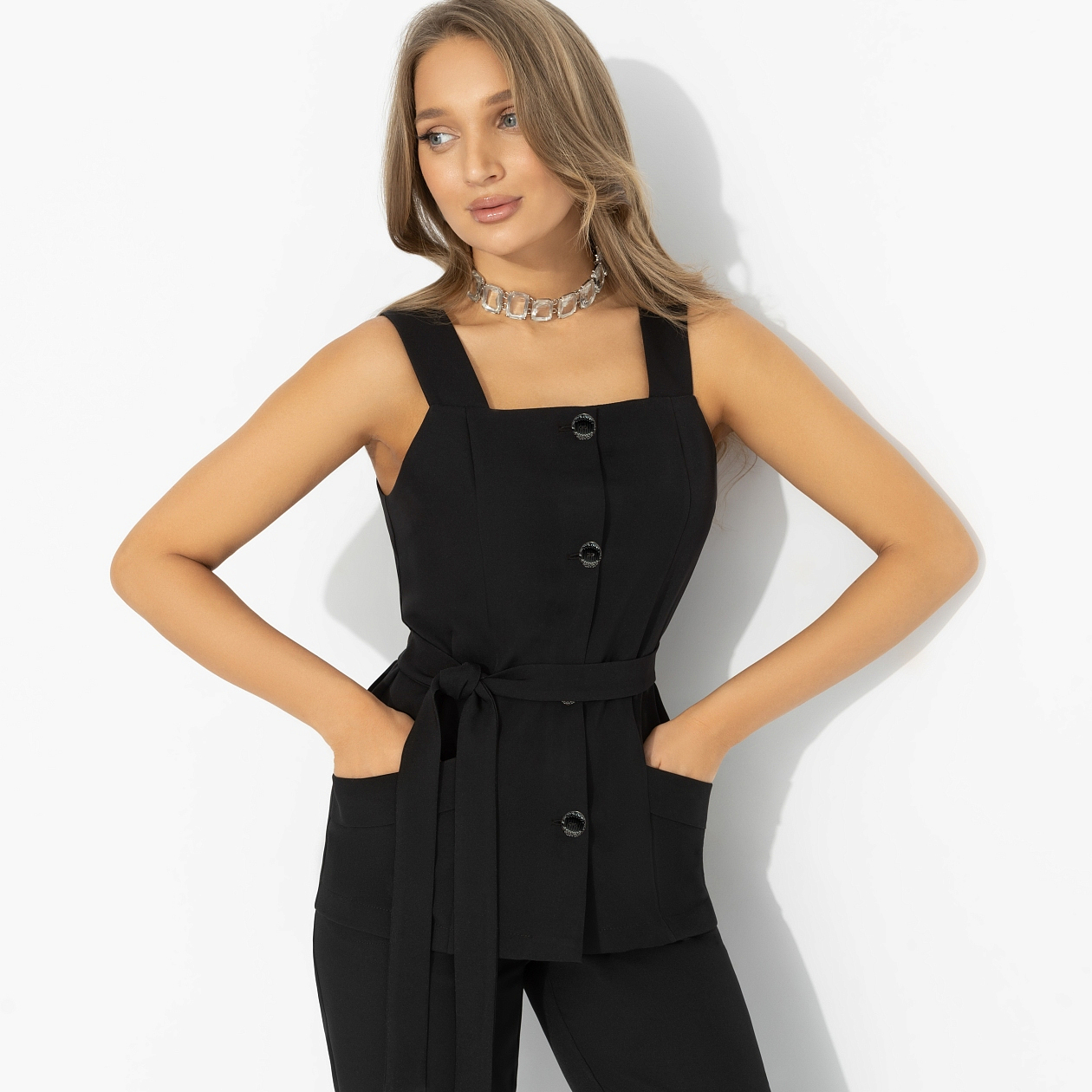 Возьми паузу (чёрный, с поясом). Состав: 95% п/э, 5% эластан