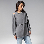 Лонгслив Преданная стилю (grey, 2 в 1). Состав: 60% хлопок, 35% п/э, 5% спандекс