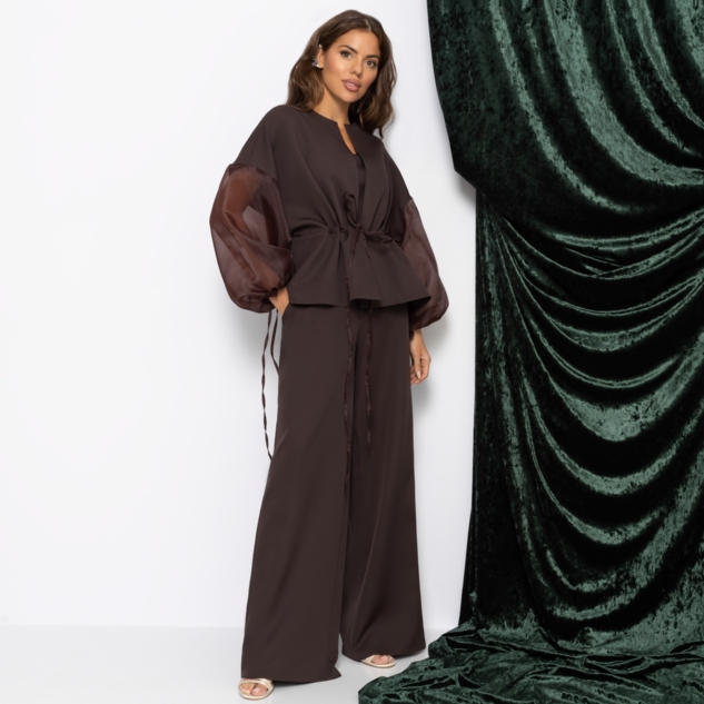 Брючный костюм Серьезная леди (2 в 1, брауни) 