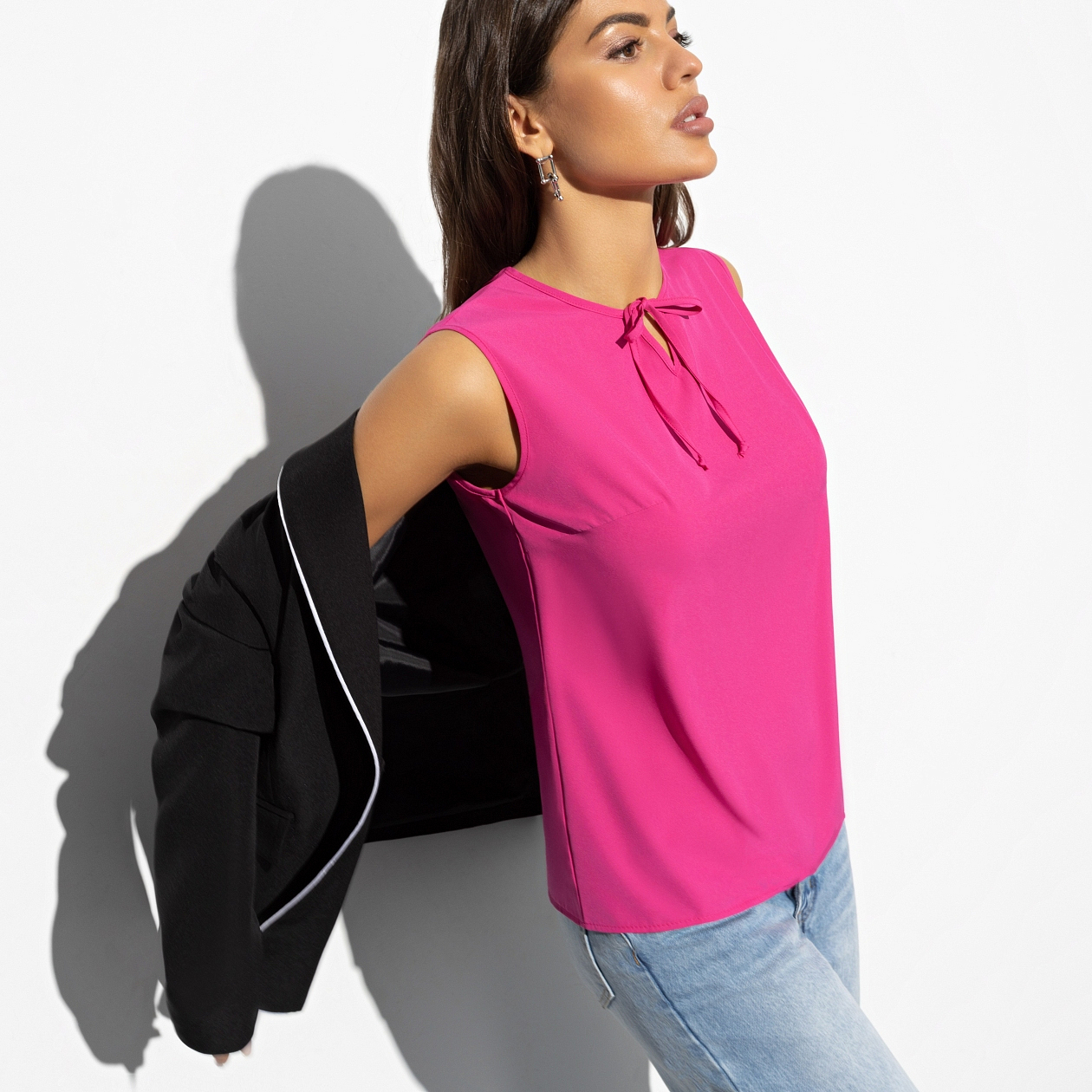 Блуза Легкое настроение (фуксия). Состав: 97% полиэстер, 3% спандекс