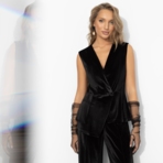 Стильный лидер (чёрный бархат). Состав: 95% п/э, 5% спандекс